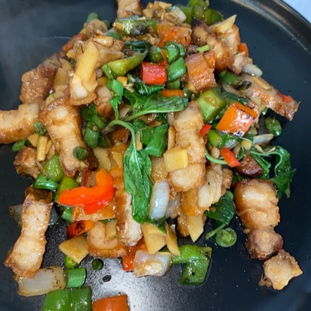 Crispy Pork with Ka-Prow.